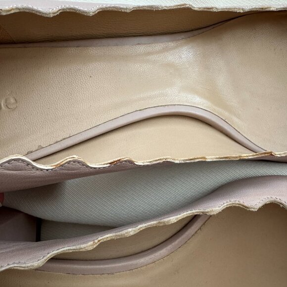 Chloé Lauren Scalloped Nude Leather Pumps, size 40 (size 9.5) - Picture 9 of 12